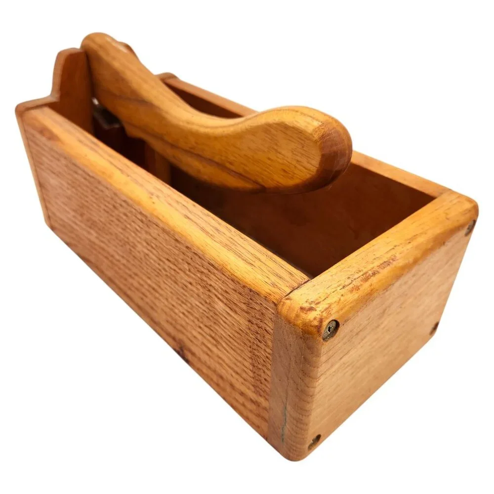 Vintage Handmade Oak Wooden Nutcracker Bowl/Box
